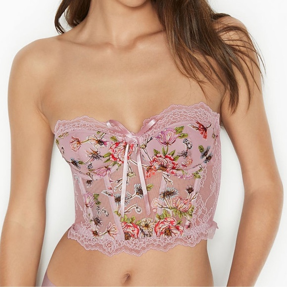 Victoria’s Secret Bustier | Dream Angels Lightly Lined Embroidered Bra Top - Picture 1 of 7